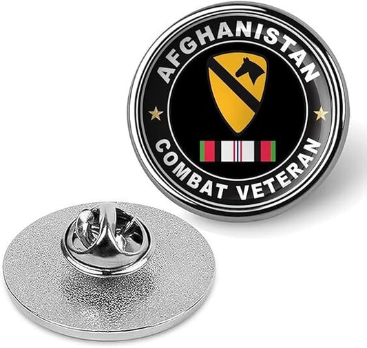 Afghanistan Combat Veteran Tie Suit Shirt Lapel Pin - Silver