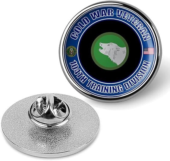 Cold War Veteran 104th Training Division Tie Suit Shirt Lapel Pin - Silver