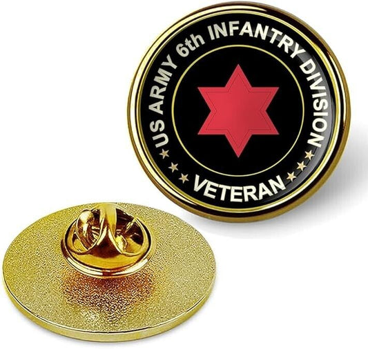 US Army 6th Infantry Division Veteran Tie Suit Shirt Lapel Pin - Gold