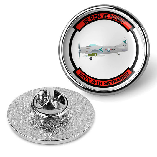 Navy A-1H Skyraider Tie Tac, Hat Pin Badge, Military Emblem Lapel Pin - Silver