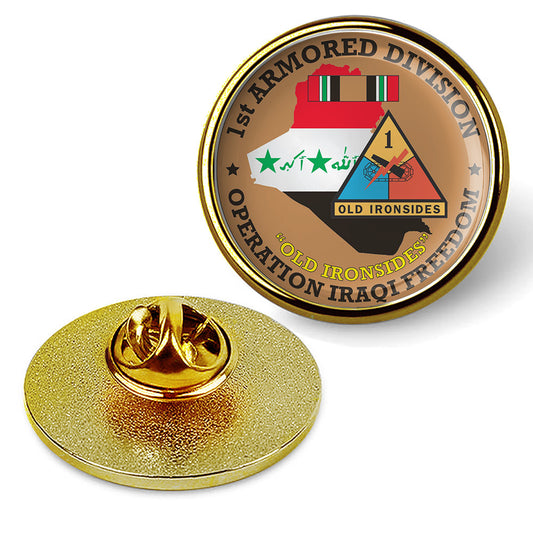 1st Armored Division Operation Iraqi Freedom Hat Pin Lapel Tie Tac Shirt - Gold
