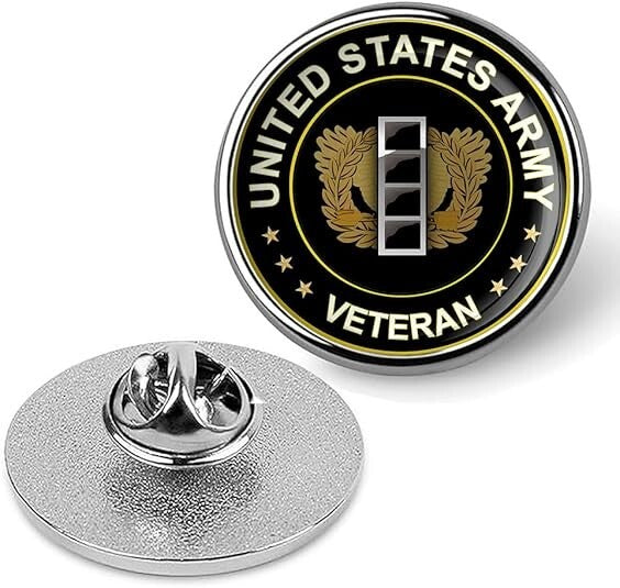 United States Army Veteran Tie Suit Shirt Lapel Pin-Silver