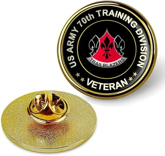 US Army 70th Training Division Veteran Tie Suit Shirt Lapel Pin - Gold