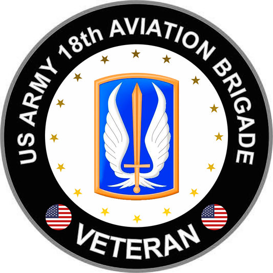 US Army 18th Aviation Brigade Veteran Bumper Sticker Military Vinyl Decal 5"