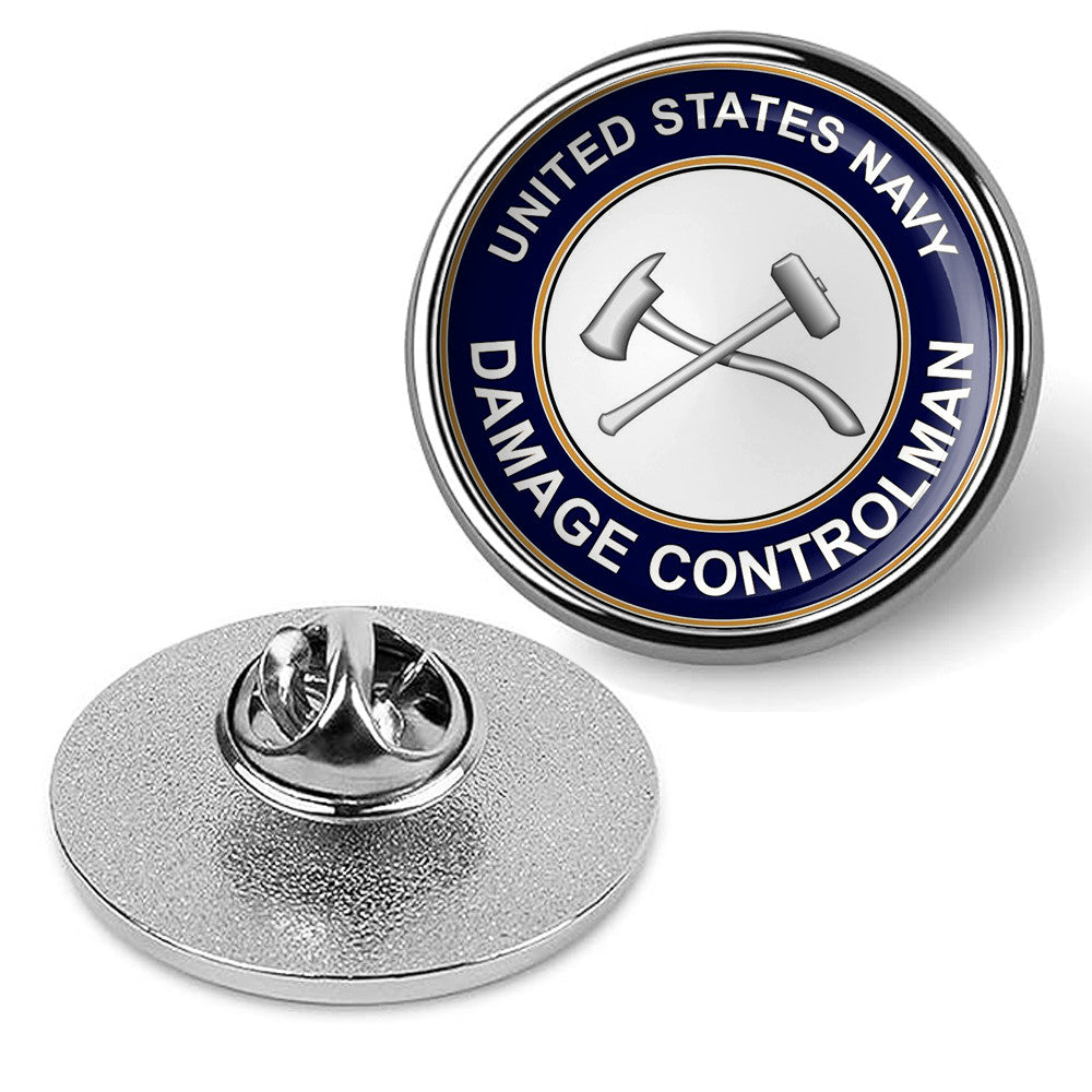 U.S. Navy Damage Controlman Tie Tac, Hat Pin, Badge, Military Lapel Pin - Silver