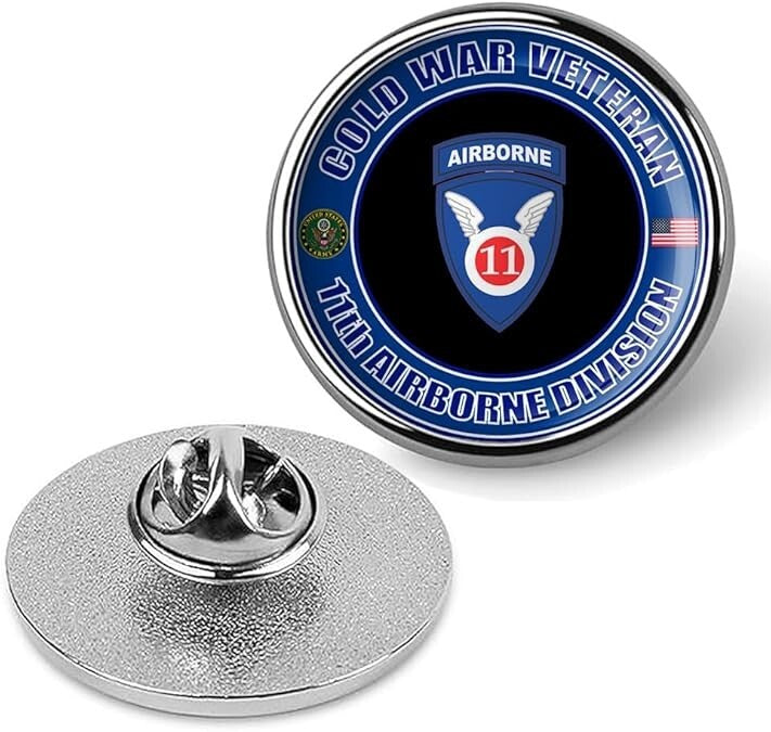 Cold War Veteran 11th Airborne Division Tie Suit Shirt Lapel Pin - Silver