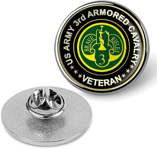US Army 3rd Armored Cavalry Veteran Tie Suit Shirt Lapel Pin - Silver