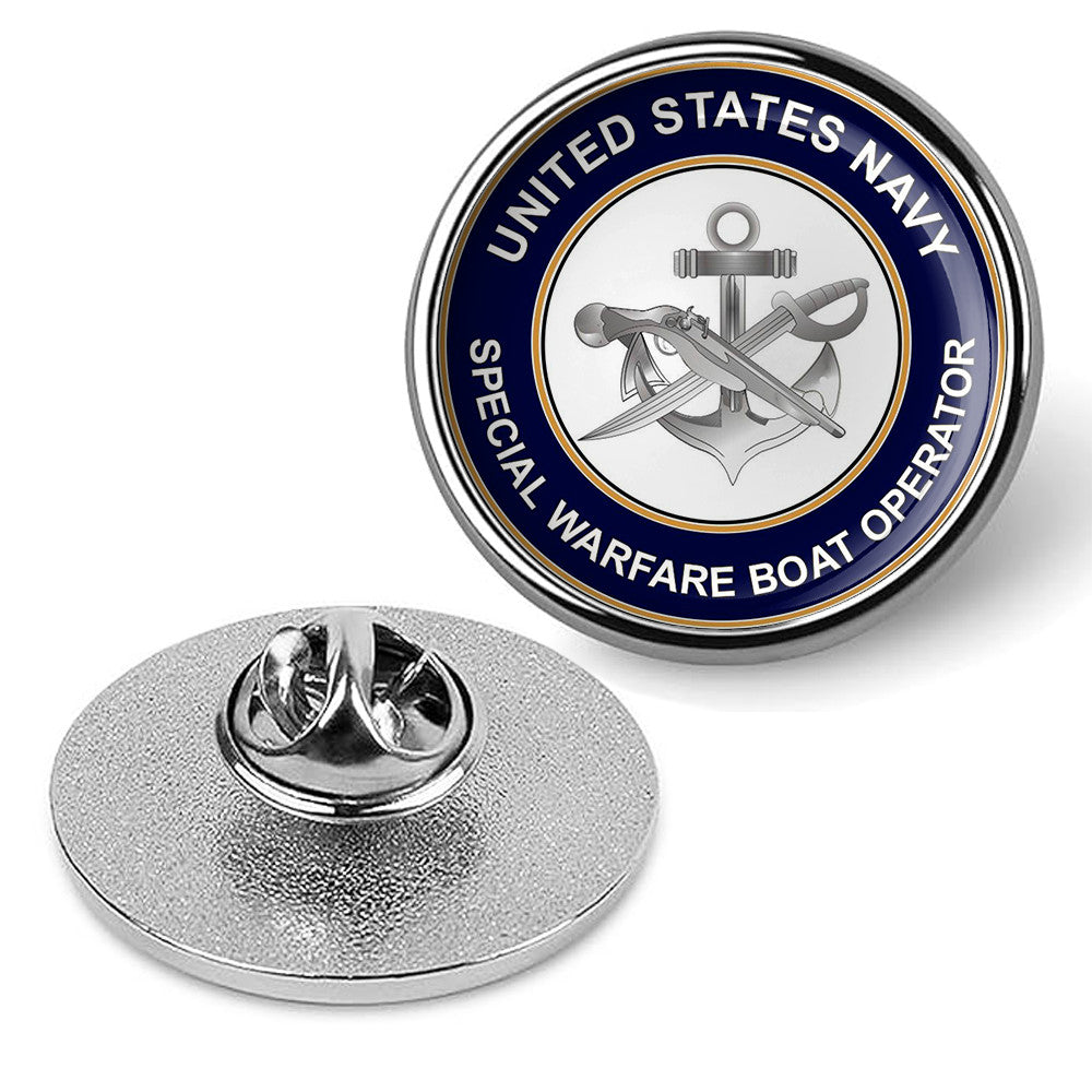 U.S. Navy Special Warfare Boat Operator Tie Tac, Hat Pin, Lapel Pin - Silver