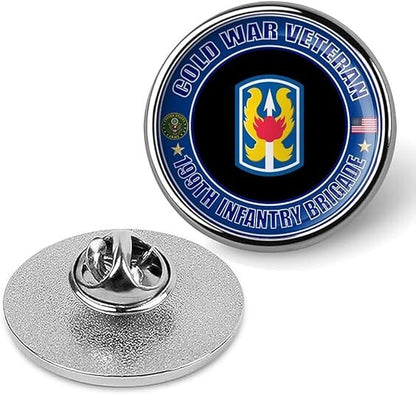Cold War Veteran 199th Infantry Brigade Tie Suit Shirt Lapel Pin - Silver