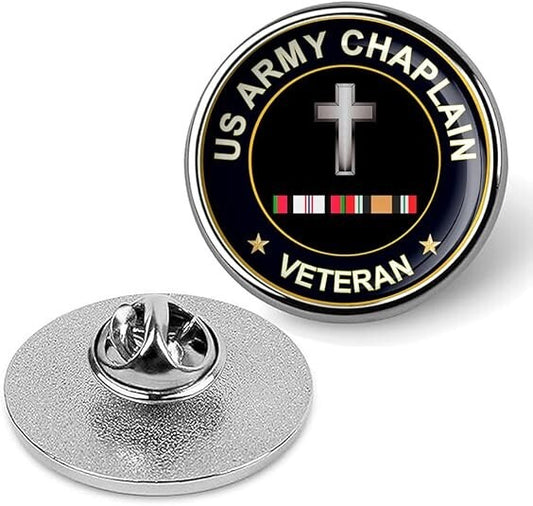 US Army Chaplain Veteran Tie Suit Shirt Lapel Pin - Silver