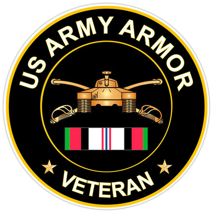 US Army Armor Veteran Bumper Sticker Military Vinyl Soldier Decal 5"