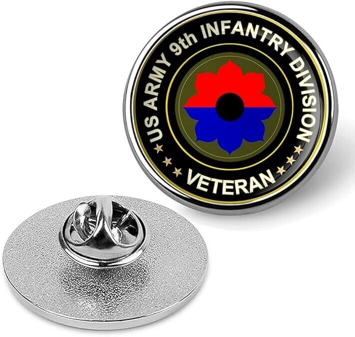 US Army 9th Infantry Division Veteran Tie Suit Shirt Lapel Pin - Silver