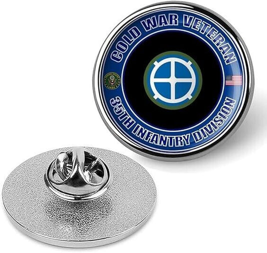 Cold War Veteran 35th Infantry Division Tie Suit Shirt Lapel Pin - Silver