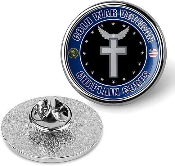 Cold War Veteran Chaplain Corps Tie Suit Shirt Lapel Pin - Silver