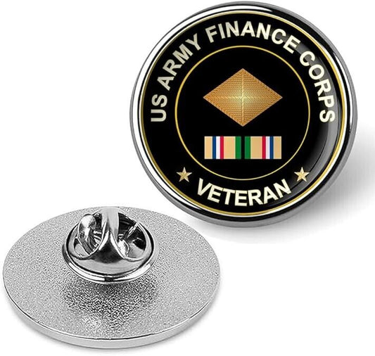 US Army Finance Corps Veteran Tie Suit Shirt Lapel Pin - Silver