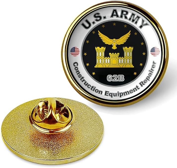 United States Army Construction Equipment Repairer Tie Shirt Lapel Pin - Gold