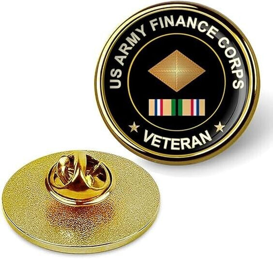 US Army Finance Corps Veteran Tie Suit Shirt Lapel Pin - Gold