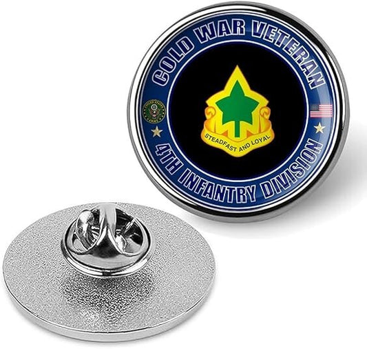 Cold War Veteran 4th Infantry Division Tie Suit Shirt Lapel Pin - Silver