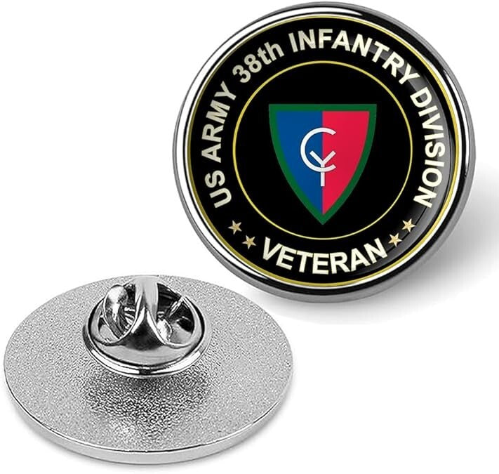 US Army 38th Infantry Division Veteran Tie Suit Shirt Lapel Pin - Silver
