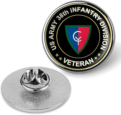 US Army 38th Infantry Division Veteran Tie Suit Shirt Lapel Pin - Silver
