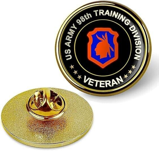 US Army 98th Training Division Veteran Tie Suit Shirt Lapel Pin - Gold