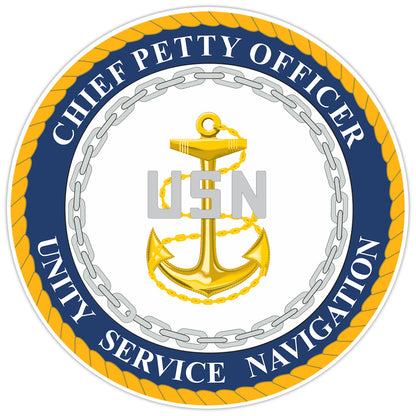 U.S. Navy CPO "USN" Round Bumper Sticker Military Vinyl Soldier Decal 5"
