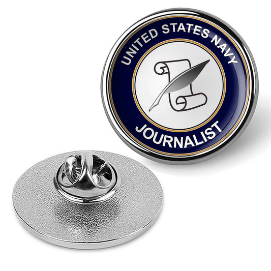 U.S. Navy Journalist JO Tie Tac, Hat Pin, Military Emblem, Lapel Pin -Silver