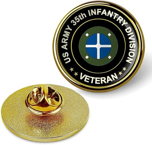US Army 35th Infantry Division Veteran Tie Suit Shirt Lapel Pin - Gold
