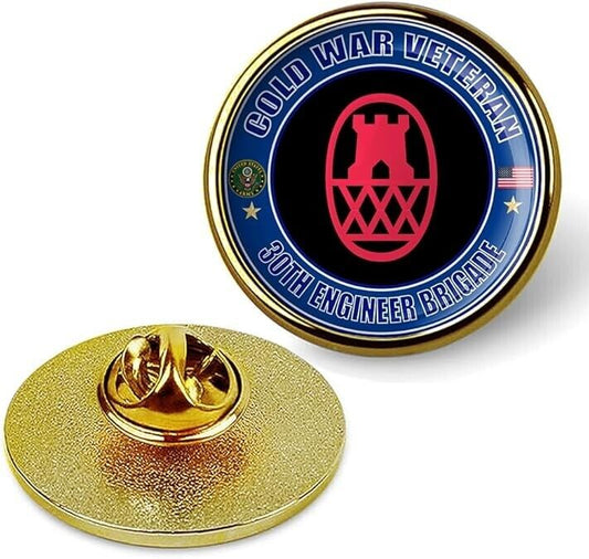 Cold War Veteran 30th Engineer Brigade Tie Suit Shirt Lapel Pin - Gold