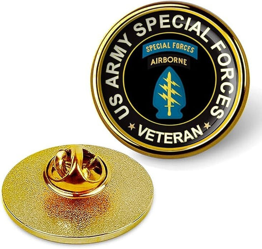 US Army Special Forces Veteran Tie Suit Shirt Lapel Pin - Gold
