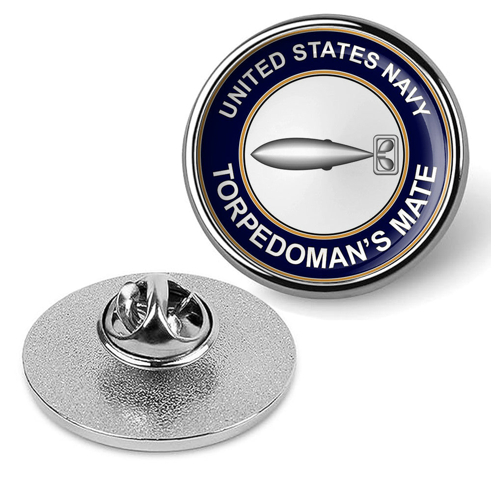 U.S. Navy Torpedoman's Mate Tie Tac, Hat Pin, Military Emblem Lapel Pin - Silver