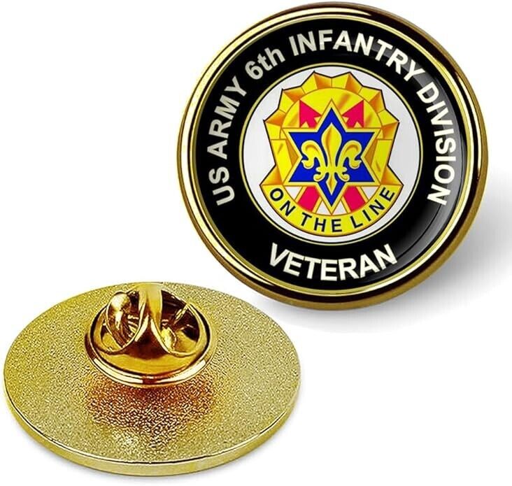 U.S. Army 6th Infantry Division Veteran Lapel Pin Suit Tie Shirt Lapel Pin-Gold