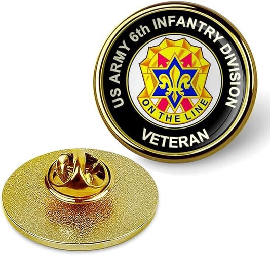 U.S. Army 6th Infantry Division Veteran Lapel Pin Suit Tie Shirt Lapel Pin-Gold
