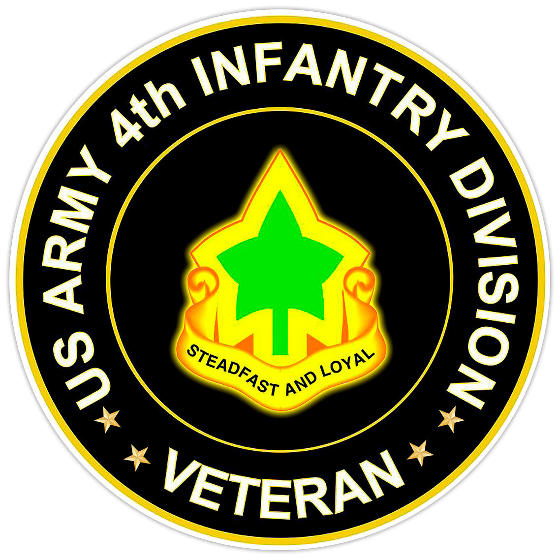 US Army 4th Infantry Division Veteran Bumper Sticker Military Vinyl Decal 5"
