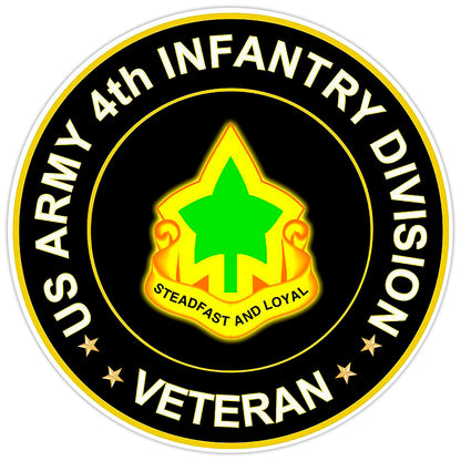 US Army 4th Infantry Division Veteran Bumper Sticker Military Vinyl Decal 5"