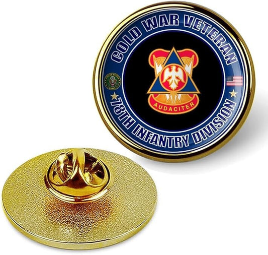 Cold War Veteran 78th Infantry Division Tie Suit Shirt Lapel Pin - Gold