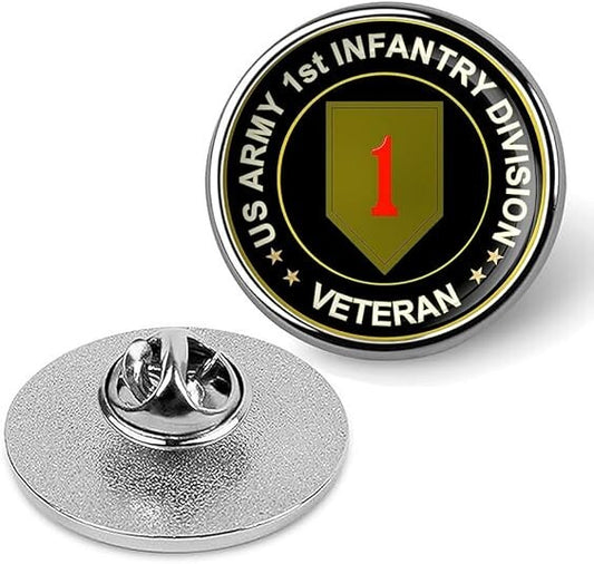 US Army 1st Infantry Big Red Division Veteran Tie Suit Shirt Lapel Pin - Silver