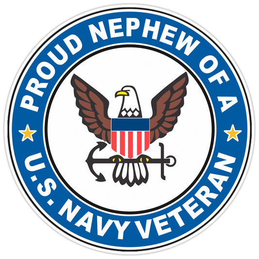 U.S. Navy Veteran Proud Nephew Bumper Sticker Military Vinyl Soldier Decal 5"