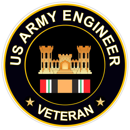 US Army Engineer Veteran Bumper Sticker Military Vinyl Soldier Decal 5"