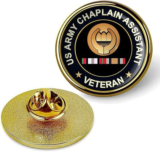 US Army Chaplain Assistant Veteran Tie Suit Shirt Lapel Pin - Gold