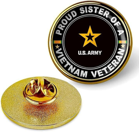Proud Sister Of A Vietnam Veteran Tie Suit Shirt Lapel Pin - Gold