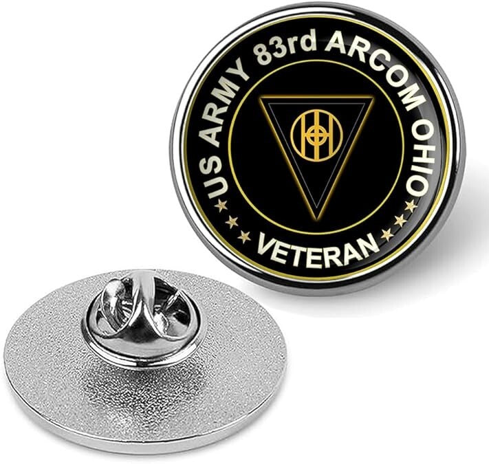 US Army 83rd Arcom Ohio Veteran Tie Suit Shirt Lapel Pin - Silver