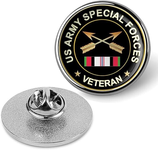 US Army Special Forces Veteran Tie Suit Shirt Lapel Pin - Silver
