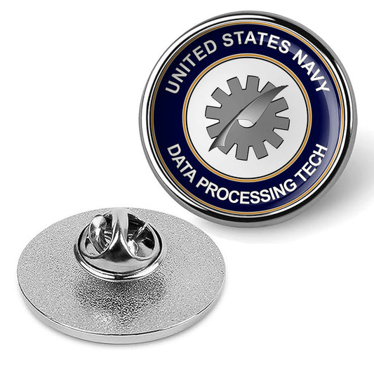 U.S. Navy Data Processing Tech Tie Tac, Hat Pin, Badge, Lapel Pin - Silver