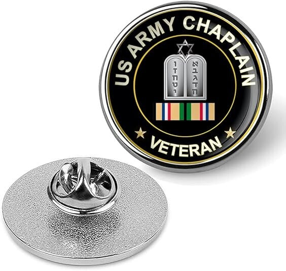 US Army Chaplain Veteran Tie Suit Shirt Lapel Pin - Silver