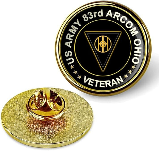 US Army 83rd Arcom Ohio Veteran Tie Suit Shirt Lapel Pin - Gold