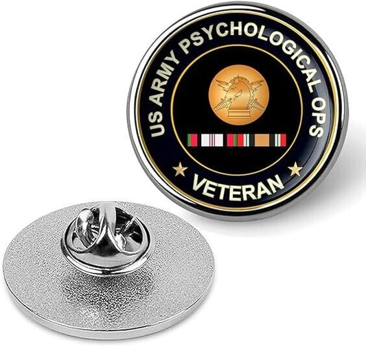 US Army Psychological Ops Veteran Tie Suit Shirt Lapel Pin - Silver