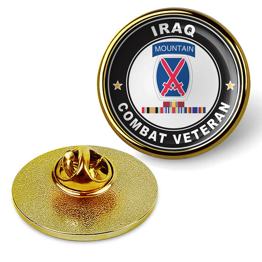 10th Mountain Division Iraq with Combat Veteran Brooches & Pins - Gold