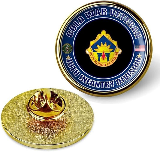 Cold War Veteran 40th Infantry Division Tie Suit Shirt Lapel Pin - Gold