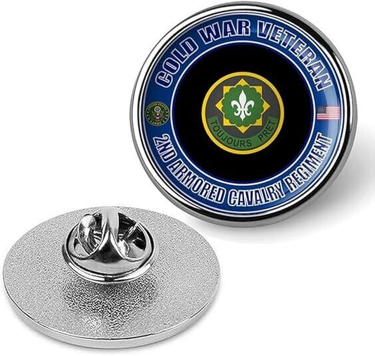 Cold War Veteran 2nd Armored Cavalry Regiment Tie Suit Shirt Lapel Pin - Silver